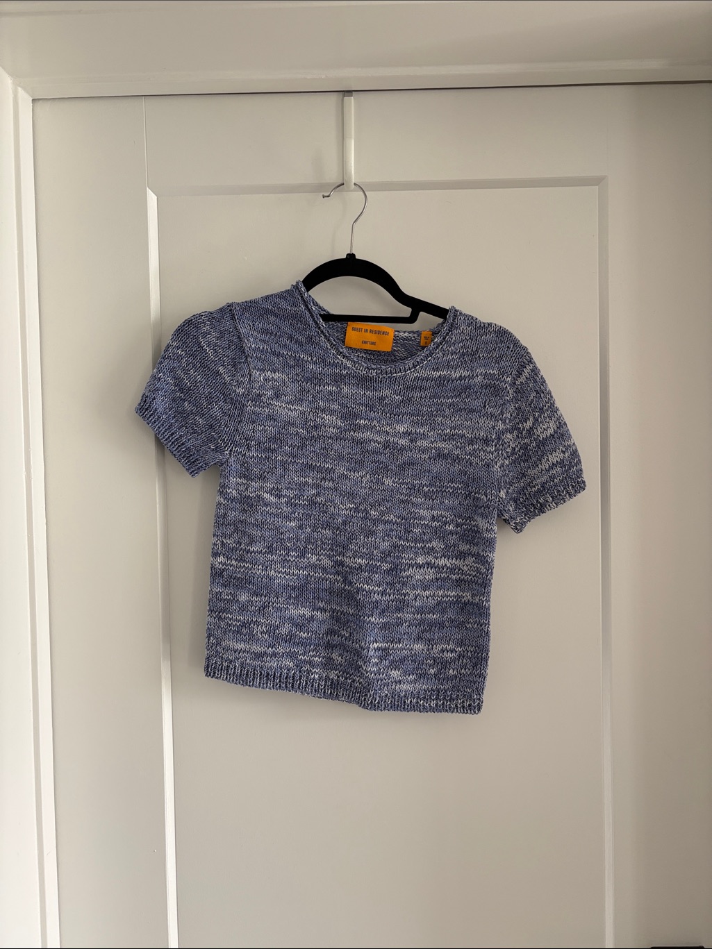 Guest In Residence Short Sleeve Marled Crewneck Sweater - Blue
